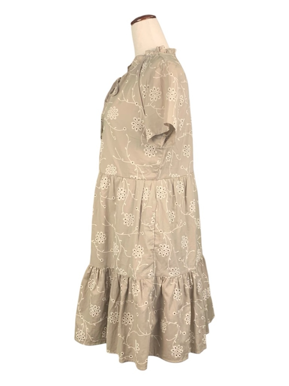NWOT J By Joie Beige White Embroidered Boho Tiered Cotton Dress Coquette Small - Picture 2 of 10